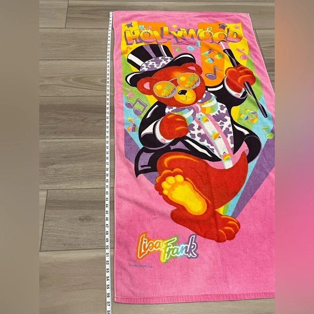 VINTAGE LISA FRANK HOLLYWOOD BEAR BEACH TOWEL